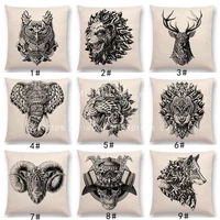 new brave animals totems prints cushion cover buck owl tiger lion ram wolf sofa throw pillow case