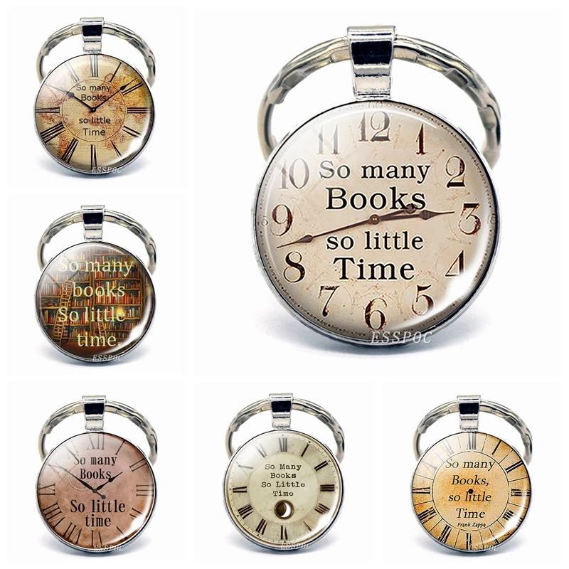 Брелок стеклянный с кабошоном металлический надписью So Little Time подарок для