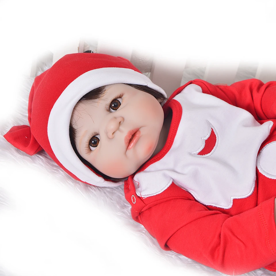 Новая Реалистичная Рождественская Bebe Bonecas 23 дюйма полностью виниловая Детская