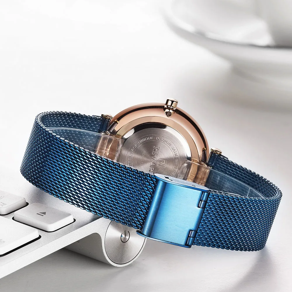 Часы наручные женские кварцевые Роскошные водонепроницаемые с синим звездным