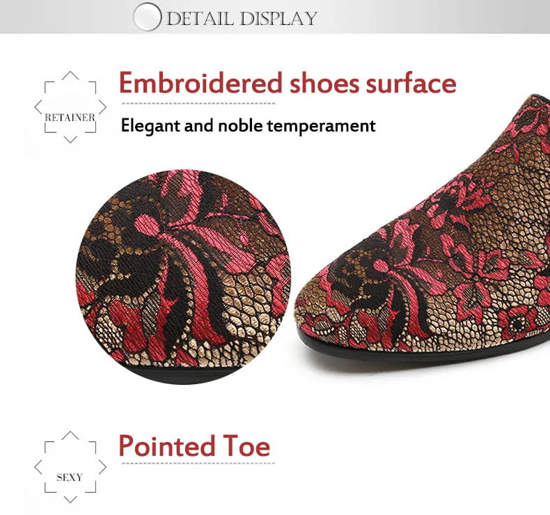 Misalwa Chaussures; большие размеры Для мужчин Вышитые Мокасины красного и розового цвета; дымчатой расцветки; элегантное праздничное платье Туфли без каблуков с рисунками цветов повседневная обувь