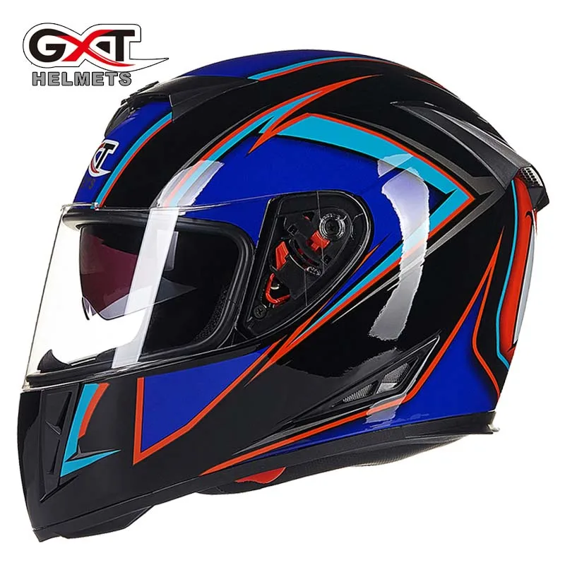 Мотоциклетный шлем на все лицо белый синий из АБС пластика|full face motorcycle helmet|motorcycle