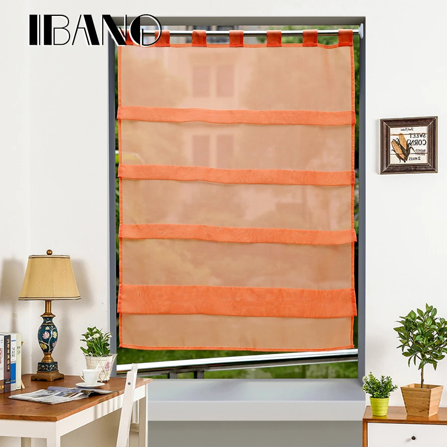 Римские занавески s образные однотонные в Корейском стиле Шторы для кухни тонкие