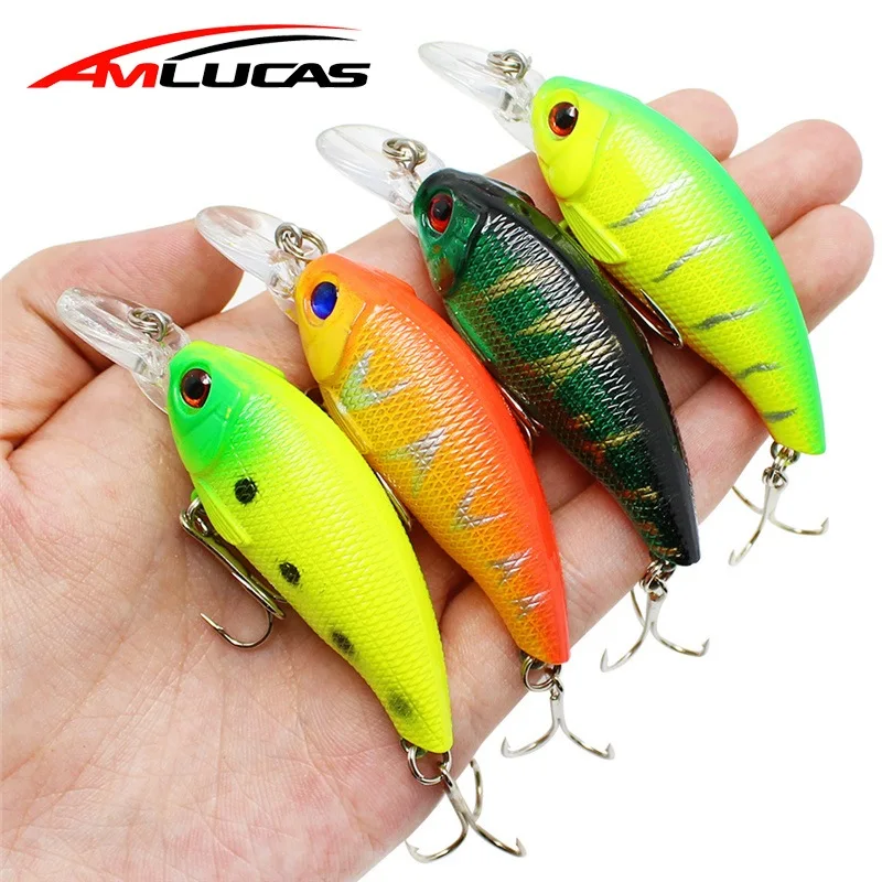 Amlucas 75 мм 8 5 г искусственная наживка Рыболовный воблер Crankbait 3D глаза Pesca крючки