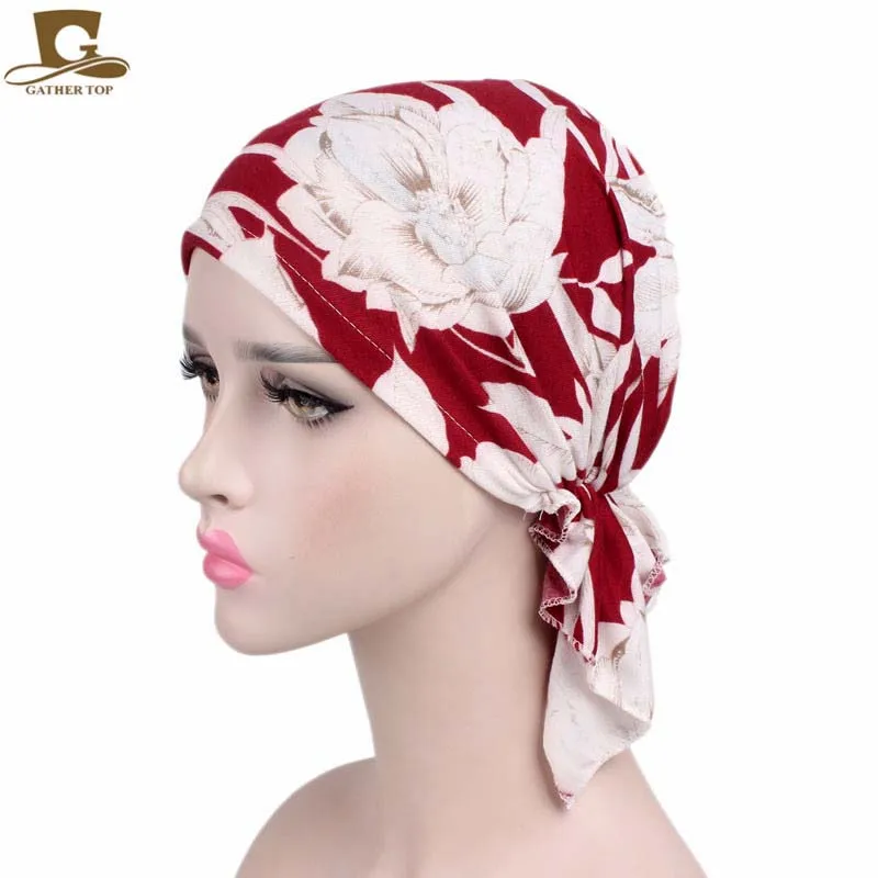 

New Women cotton Bandana Scarf Pre Tied Chemo Hat Beanie Turban Headwear for Cancer Patients Ladies Turbante