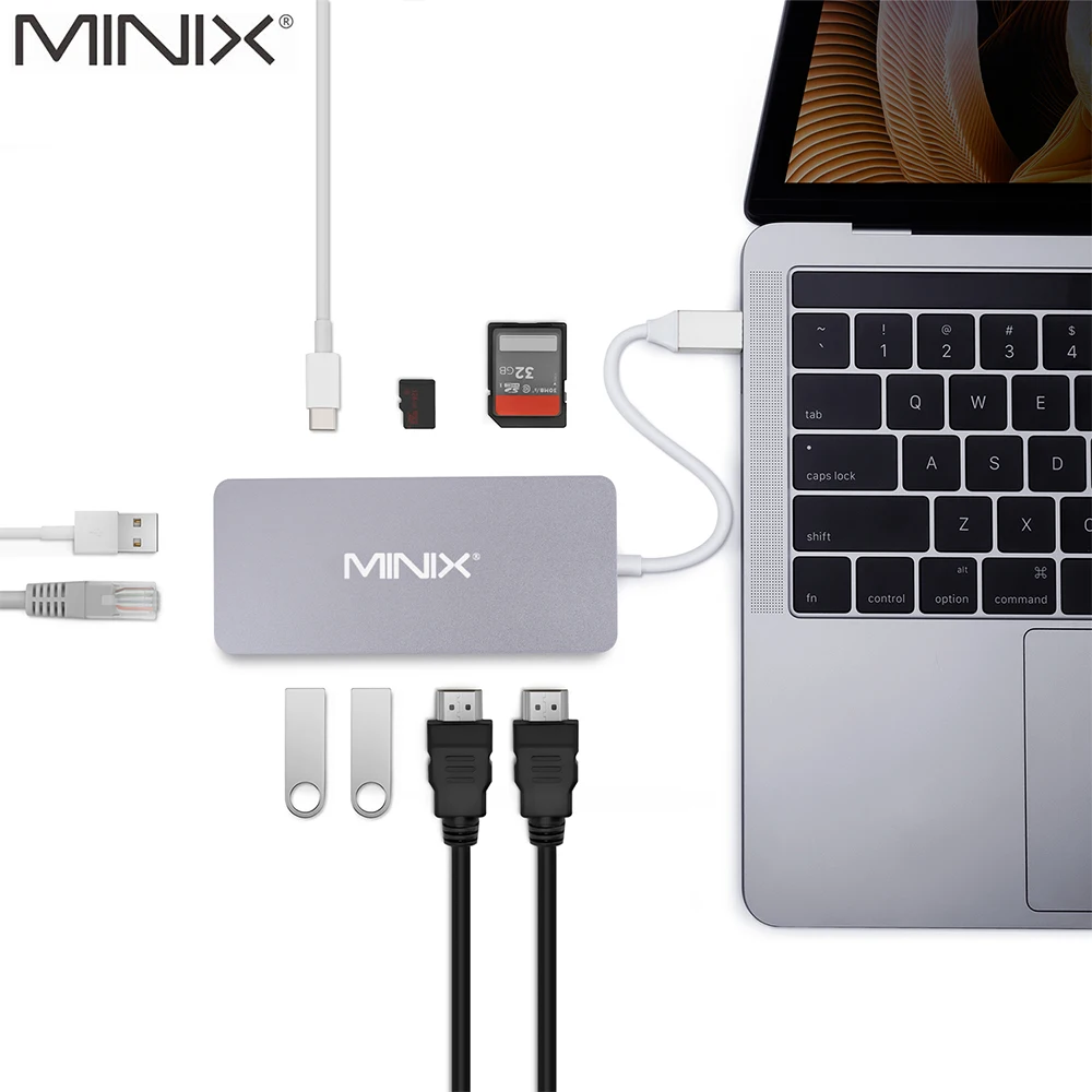 MINIX USB-C плюс концентратора многопортовый адаптер с HDMI поддержкой 4K USB 3 0 Gigabit Ethernet