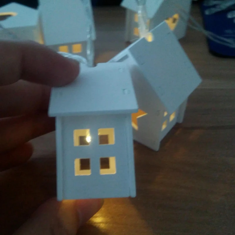 Battery Operated Wooden Home Decoration Deer Star Tree Heart Lighting 10 LED Wood Birdhouse Lights Christmas house style Light | Освещение