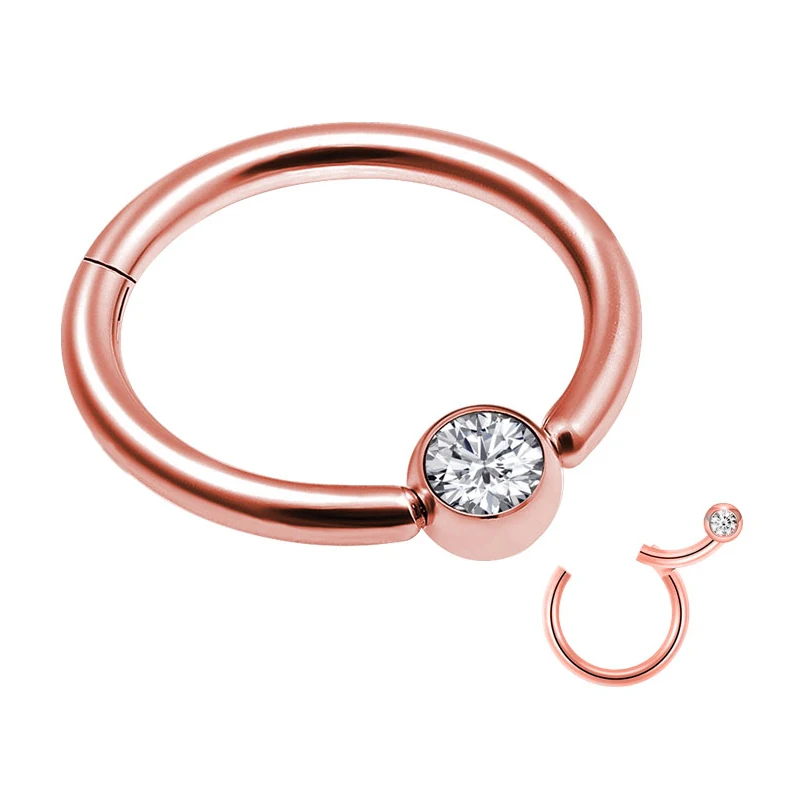 CY1999-rosegold Модные серьги, 1 шт., Кристальные Стальные Спиральные серьги-гвоздики, кольцо для носа, кольцо для губ, пирсинг, ювелирные изделия для тела, пирсинг для женщин, поддельные пирсинг, oreja - Окраска металла: CY1999-rosegold