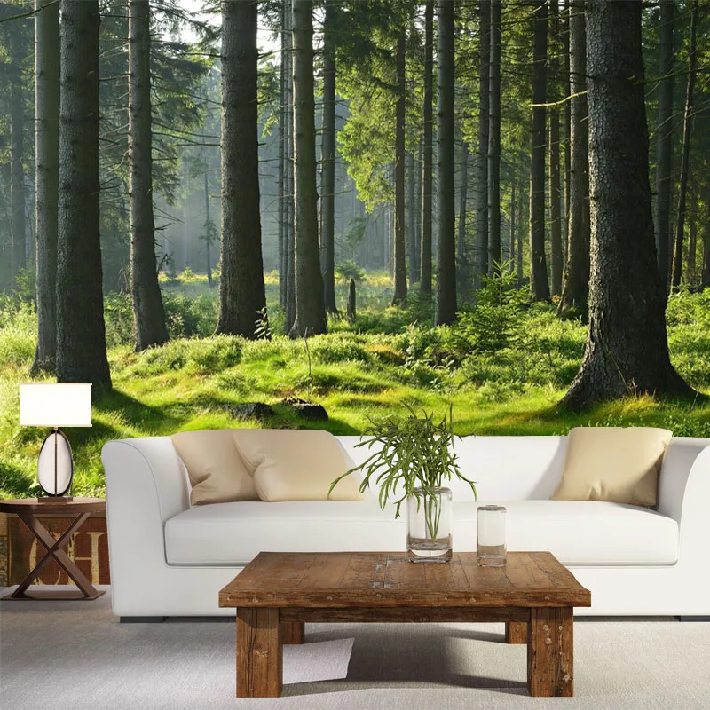 Настенная 3d фотообои с деревом зеленым лесом для гостиной спальни фоновые обои