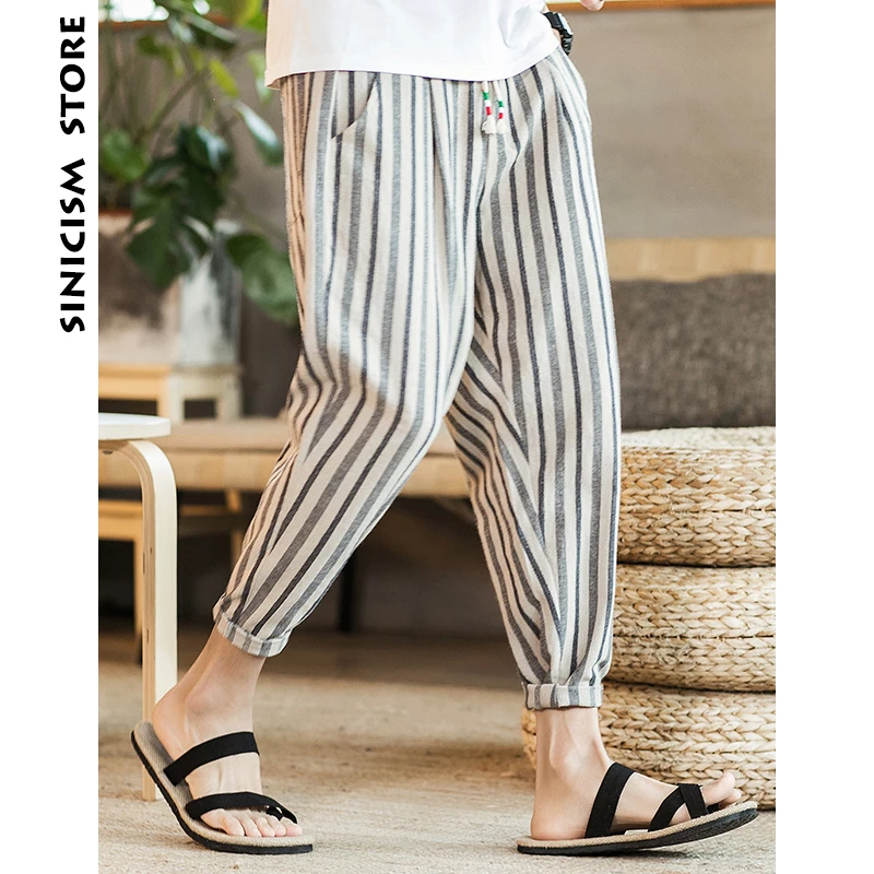 Sinicism Store Man 5XL хлопковые льняные брюки Мужские Jogger по щиколотку 2018 мужские летние