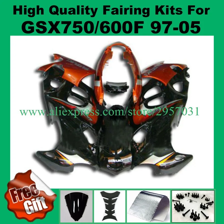 

9Gifts, fairing kit for SUZUKI GSX600F GSX750F 1997 - 2005 KATANA GSX 600F 750F 97 98 99 00 01 02 03 04 05 fairings orange black