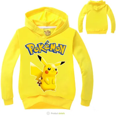 Толстовки с капюшоном принтом Покемон Пикачу детские толстовки героями
