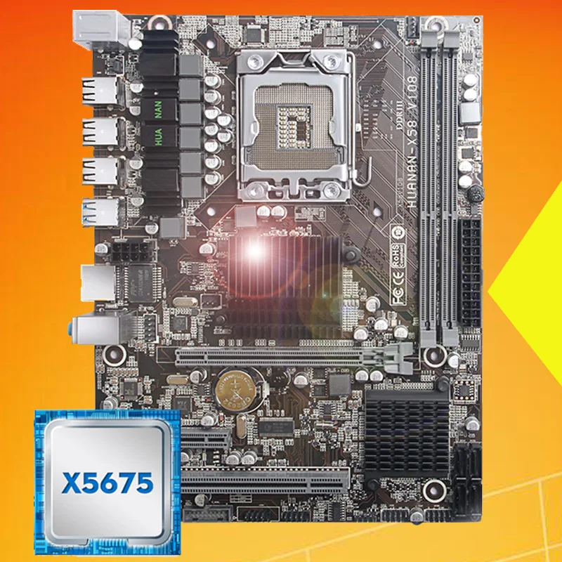 Новая настольная материнская плата HUANAN ZHI X58 LGA1366 с процессором Intel Xeon X5675 3 06 ГГц