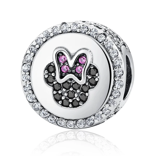 Bowknot Mouse Аутентичное Стерлинговое Серебро 925 оригинальные браслеты с подвесками, соответственные Пандоре обаятельные браслеты шарма бусины платье феи с рисунком из мультфильмов в Мышь украшения на Рождество - Цвет: Bowknot Mouse