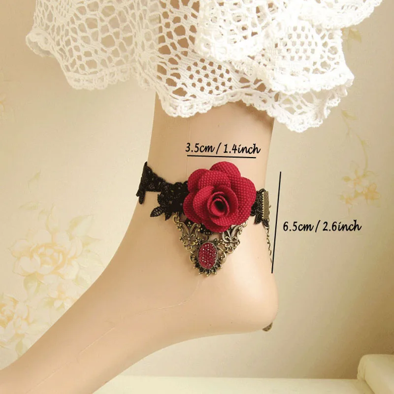 Пикантные женские готические красные розы цветочные камни черные кружевные