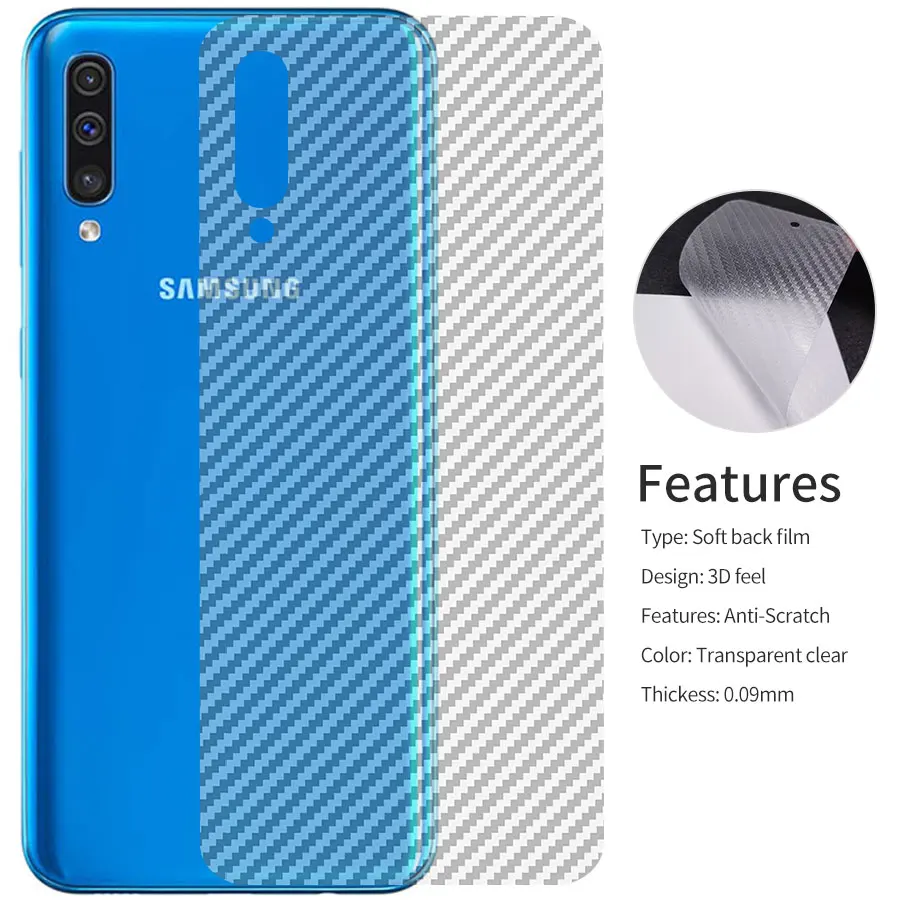 Для samsung Galaxy A50 A40 A30 углеродного волокна задний наклейка с защитой экрана для M30 M20