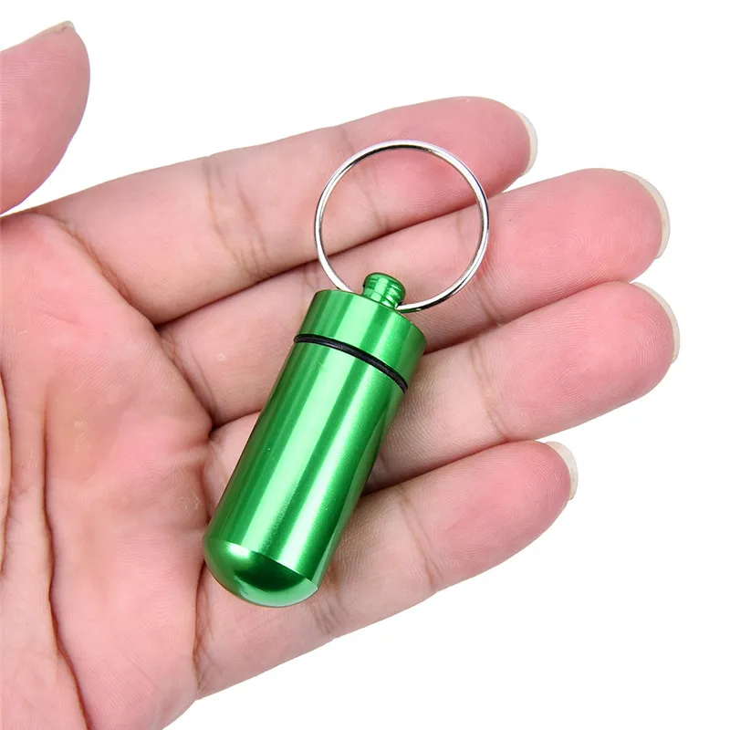 1pc Waterproof Aluminum Pill Box Medicine Case Container Bottle Holder Keychain Carabiner Outdoor PillBox | Красота и здоровье
