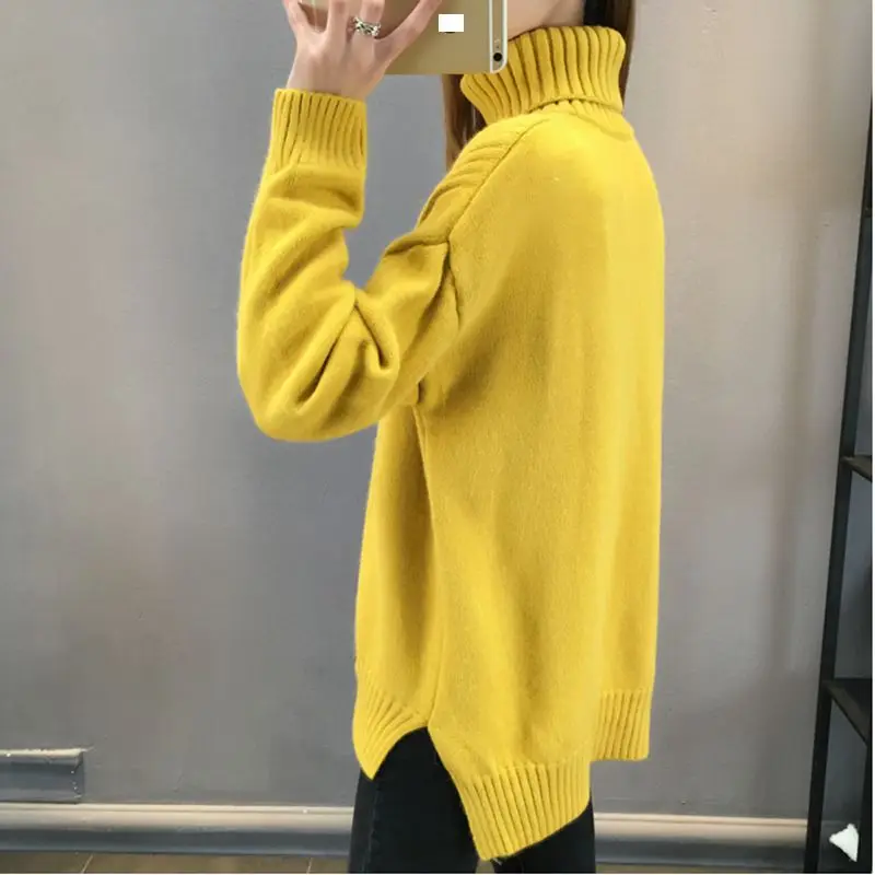 Spring Autumn Women Sweater 2018 New Fashion Turtleneck Pullover Solid color Winter Basic Tops Long sleeve Loose NZYD230 | Женская
