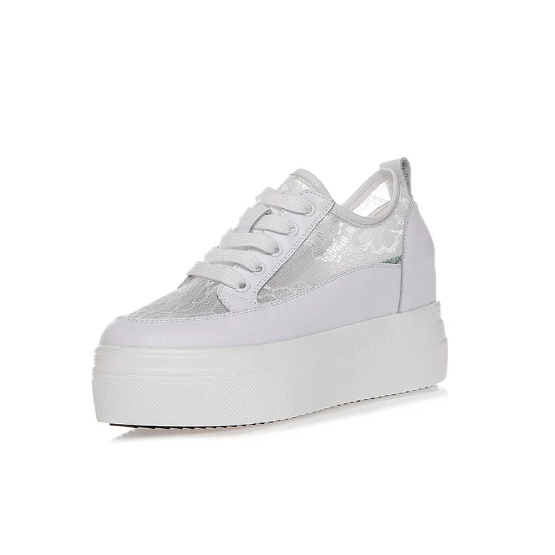 Для женщин обувь 2019 Tidal Экран Кружева дышащий толстая подошва увеличился сдобы