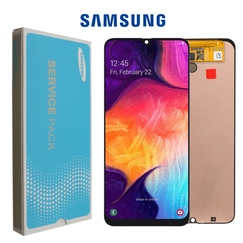 6," Super AMOLED для samsung galaxy A50 A505F/DS A505F A505FD A505A кодирующий преобразователь сенсорного экрана в сборе с рамкой