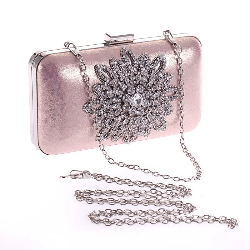 

Luxury Women Evening Bag Rhinestone Bridal Purses Ladies Clutches Purse Dress Party Wedding Wallet Flower Chain Shoulder Bags
