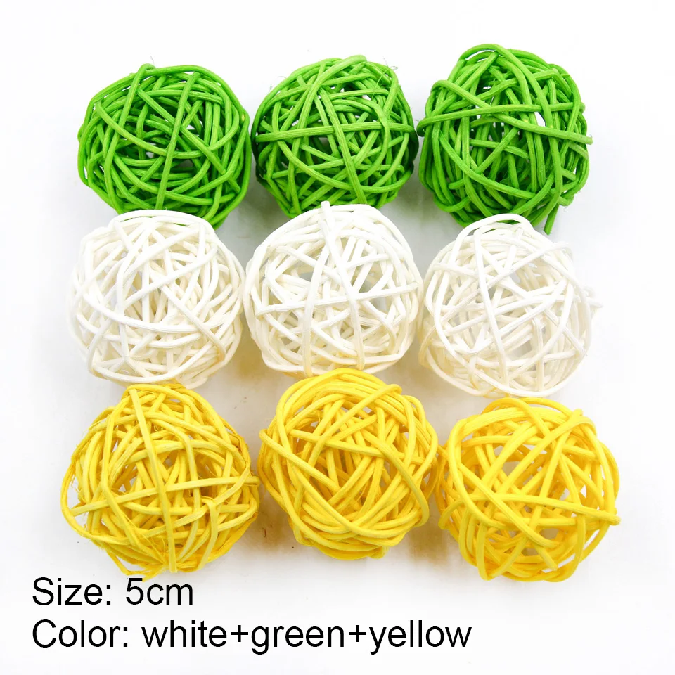 Ballwhitegreenyellow 10 20 красочный ротанговый шар DIY Комбинация Светодиодный светильник креативная Свадьба Рождество День Рождения Вечеринка наружные украшения для дома - Цвет: Ballwhitegreenyellow