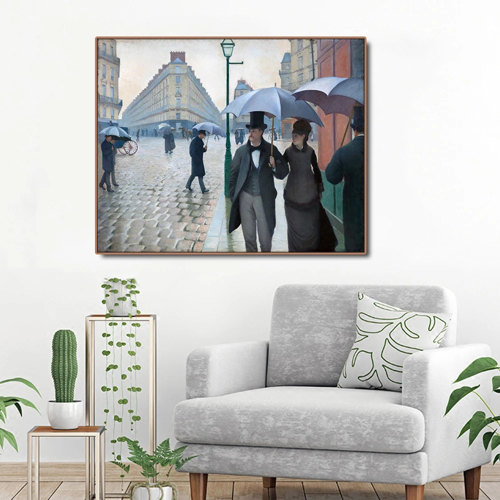 City in Rain Famous Oil Painting Wall Art Poster Print Canvas Calligraphy Decor Picture for Living Room Home | Дом и сад