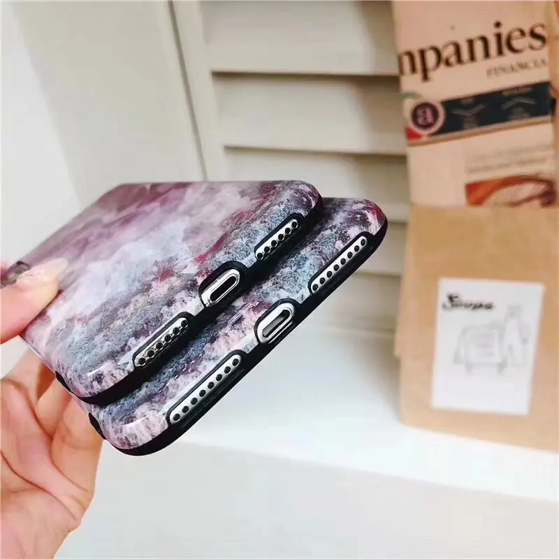 Фиолетовый Ретро Чехол Boucho для телефона iphone 6 6S 7 8 Plus Модный чехол с мраморным