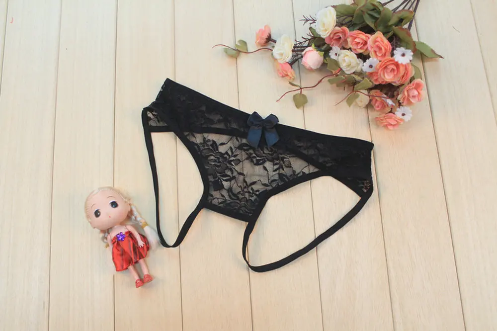 Black Lace Женское сексуальное нижнее белье горячая эротическая открытая промежность трусики порно Кружева Прозрачный с вырезом нижнее белье Трусы сексуальная одежда Стринги - Цвет: Black Lace