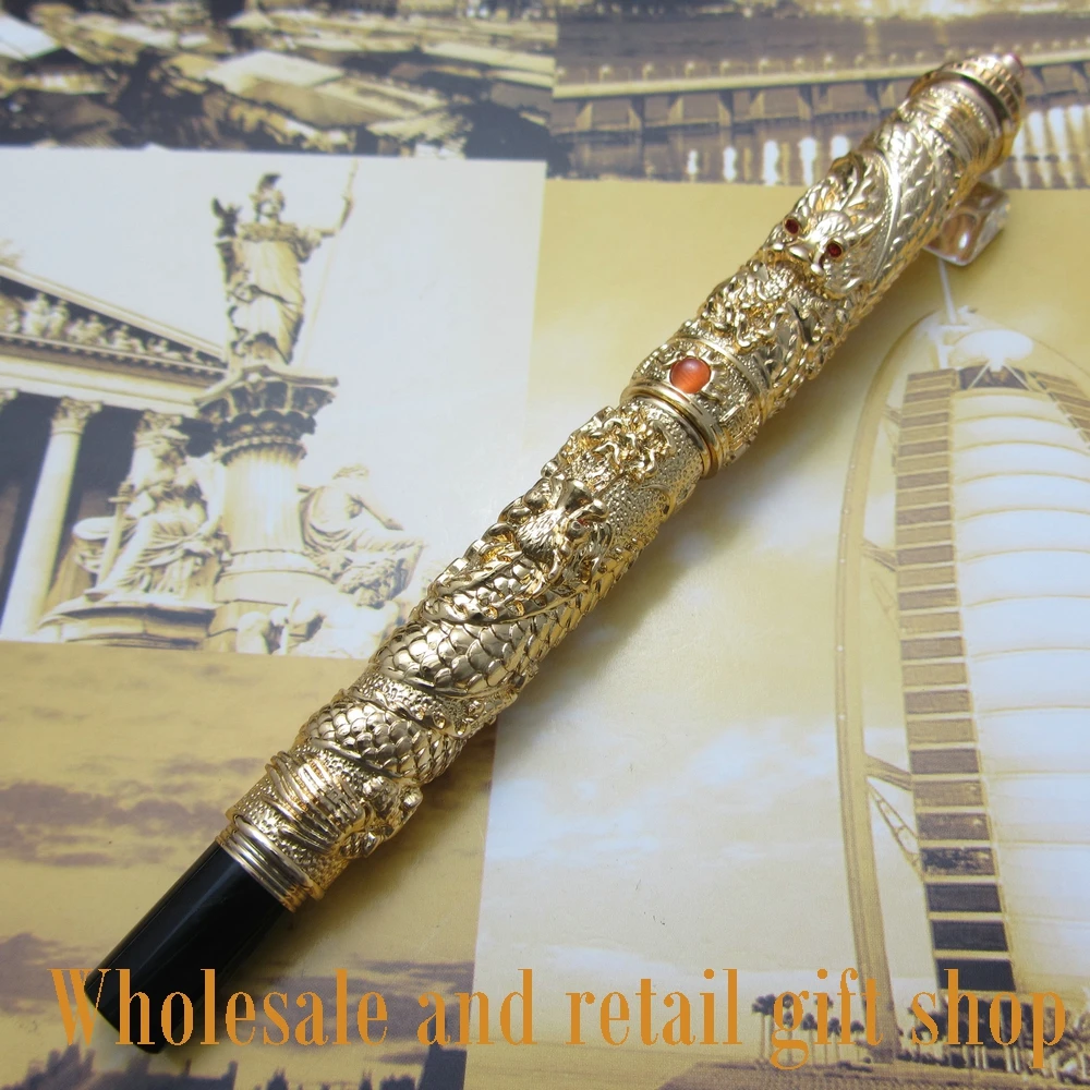 Jinhao L300 китайские двойные драконы играют с жемчугом и строительные ролики ручка в