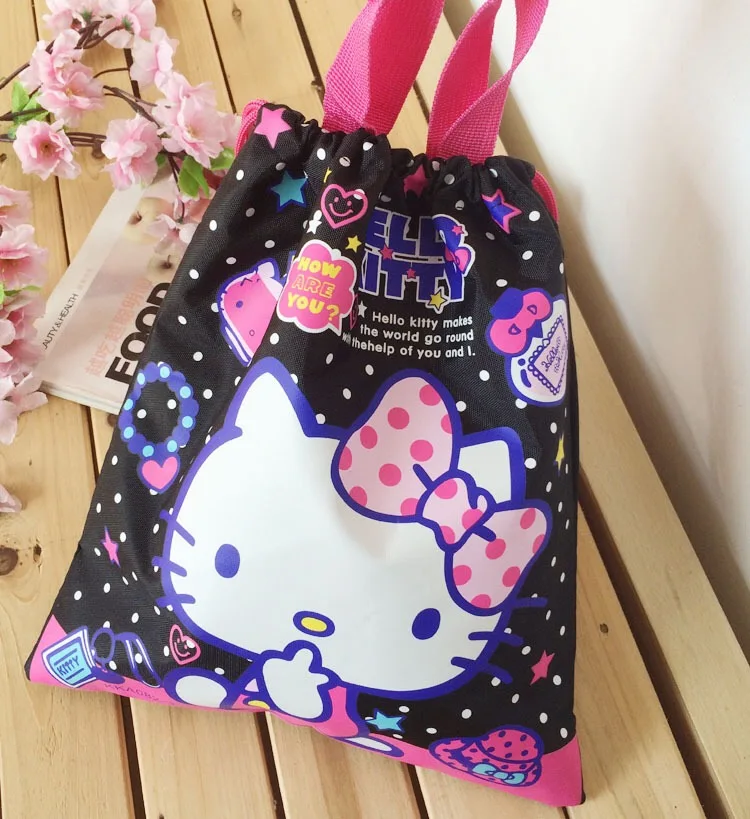 Мультяшная Сумочка hello kitty для путешествий, косметичка, Подарочная сумка, мешочек для ювелирных изделий, карман для мобильного телефона, сумка для хранения на шнурке
