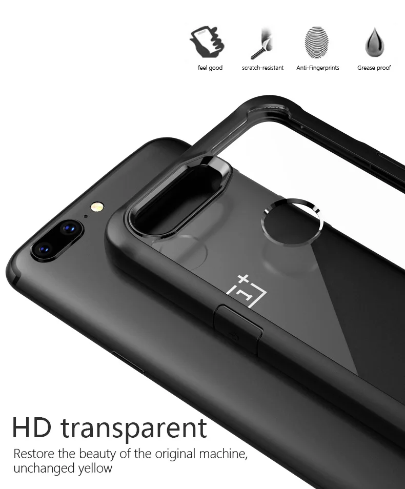 Чехол для Oneplus 5t противоударный Прозрачный чехол OnePlus 5 6 мягкий ТПУ Силикон +