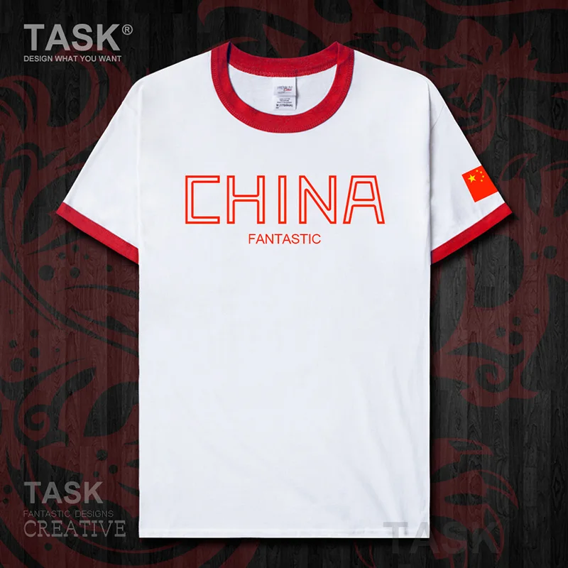 People's Republic of China CHN mens t-shirt Chinese flag Short sleeve clothes cotton summer Streetwear casual Fashion new 04 | Мужская