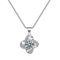new arrival 925 sterling silver fashion shiny crystal flower ladiespendant necklaces jewelry women short chain drop shipping