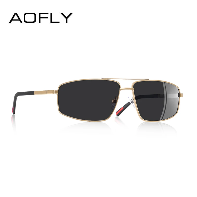 C5Gold AOFLY дизайнерские Брендовые мужские винтажные прямоугольные солнцезащитные очки, поляризационные UV400 линзы, аксессуары, мужские солнцезащитные очки для мужчин/женщин - Цвет линз: C5Gold