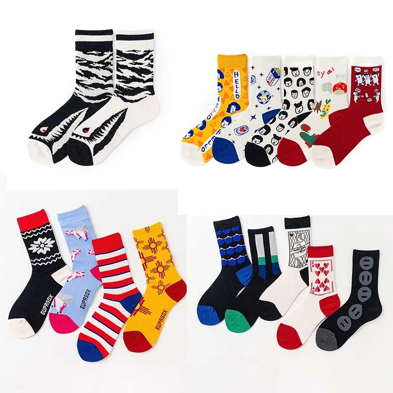 Весна Лето Харадзюку модные креативные смешные носки стильная футболка с