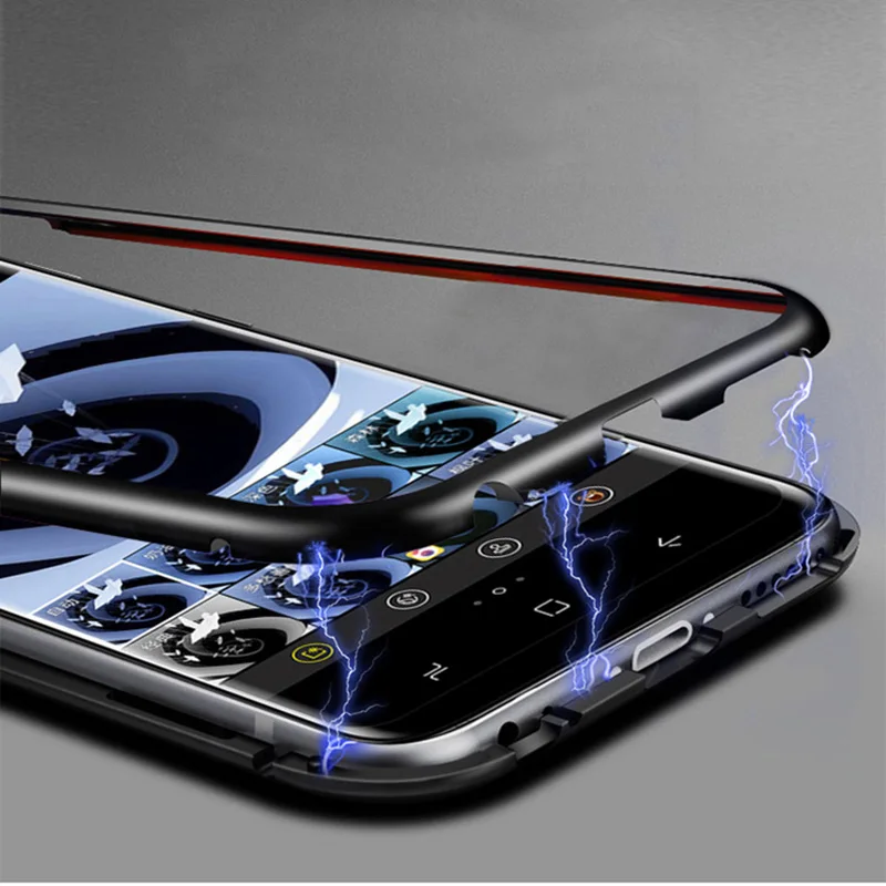Роскошный Магнитный чехол для samsung Galaxy S8 S9 Plus S7 Edge Note 8 9 прозрачный чехол для мобильного телефона из закаленного стекла