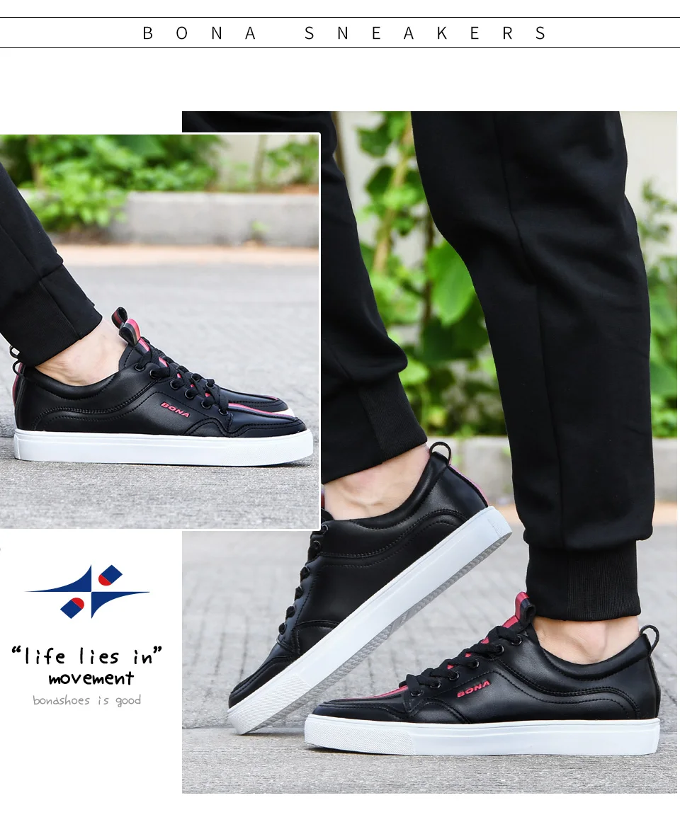 BONA/Новинка года; стильная нескользящая обувь для мужчин; Zapatos De Mujer; модная мужская обувь для скейтбординга; удобная мужская обувь; zapatillas mujer