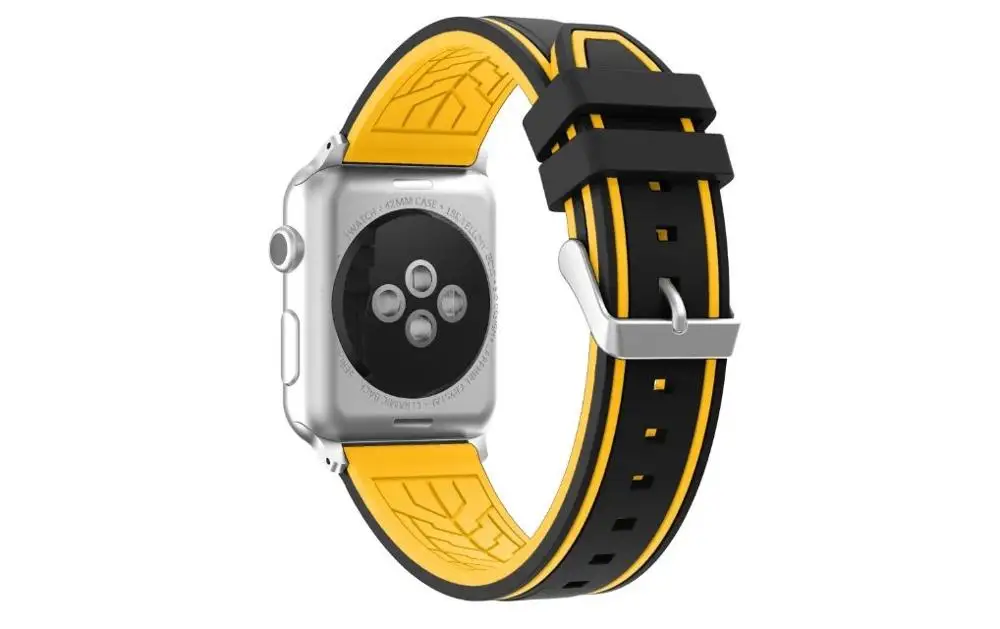 Двойной силиконовый ремешок для часов Apple Watch спортивный 3/2/1 42 мм и 38 Сменный