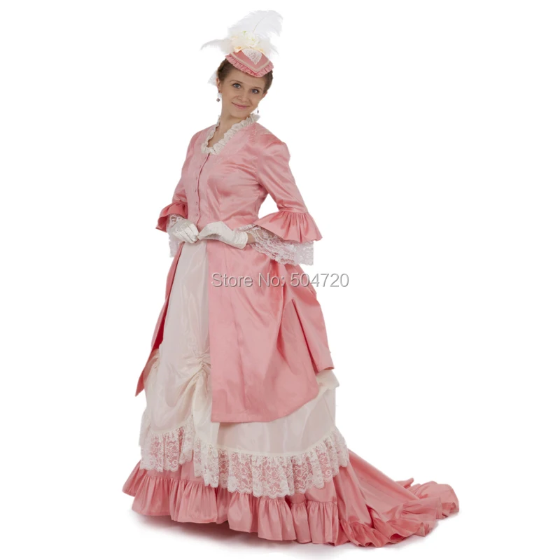 Классические! винтажные костюмы розовые викторианские платья Eras Regency Renaissance