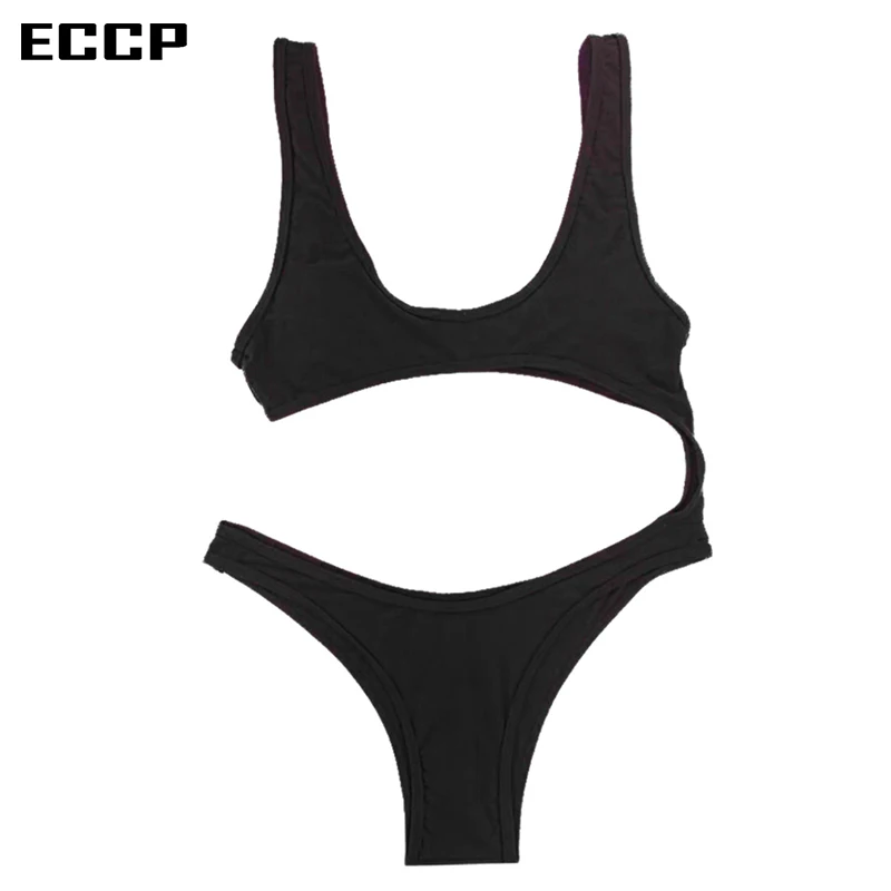 ECCP 2018 черный красный сексуальный крест Холтер женский купальник Цельный плюс