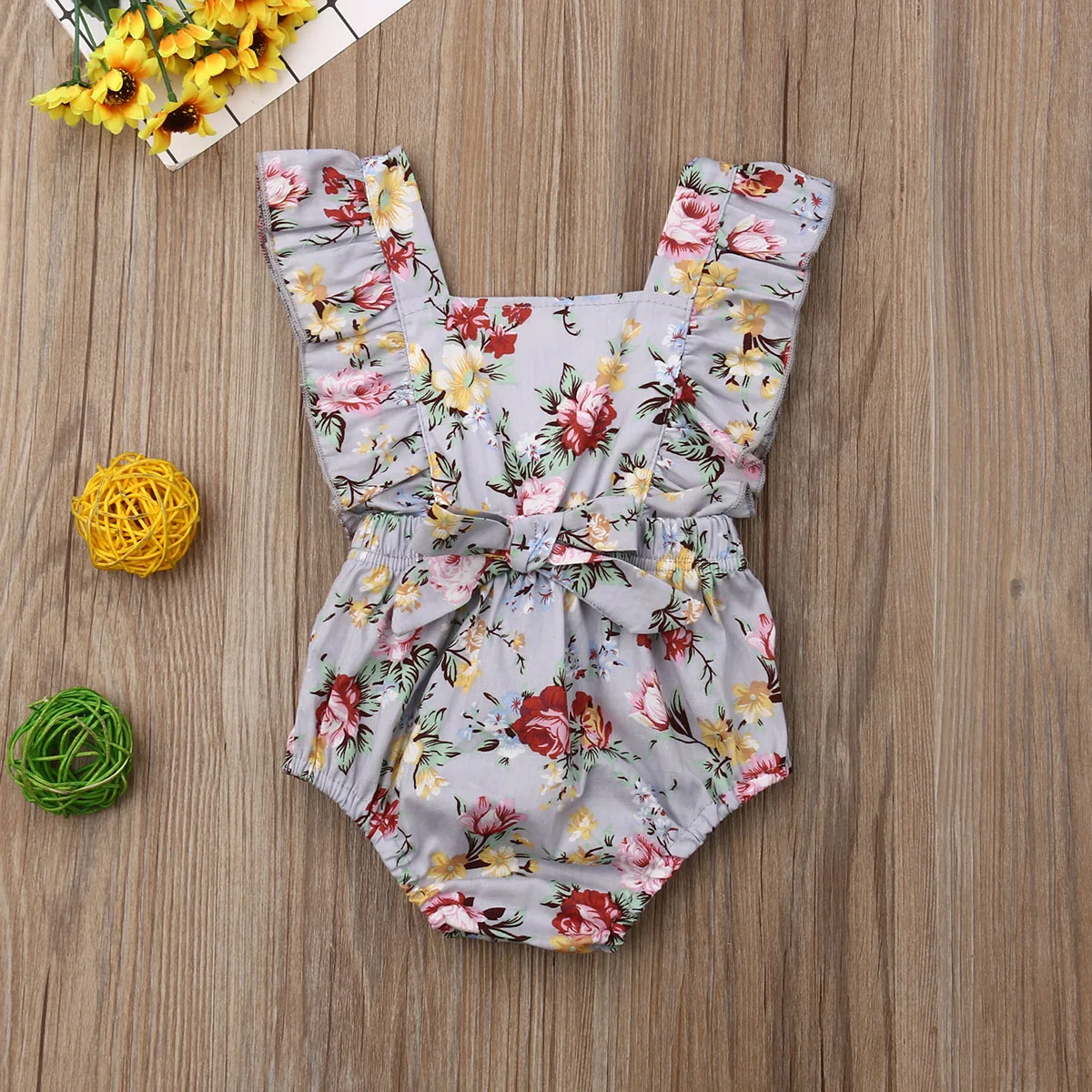 2019 модная одежда для малышей девочек цветочные боди с принтом без рукавов летняя