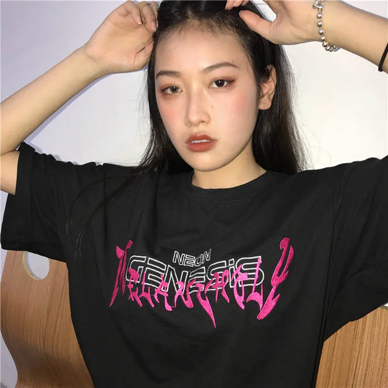 Женская футболка летняя с круглым вырезом в стиле Харадзюку женский топ коротким