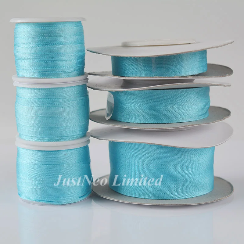 244 голубой 100% натуральный шелк вышивка лента ручной работы двусторонняя тафта