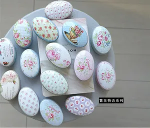 Металлическая коробка для хранения 30 шт.лот, коробка для конфет овальной формы с принтом свежих цветов, футляр для мыла ручной работы, Мини жестяная коробка для ювелирных изделий, маленький футляр для таблеток