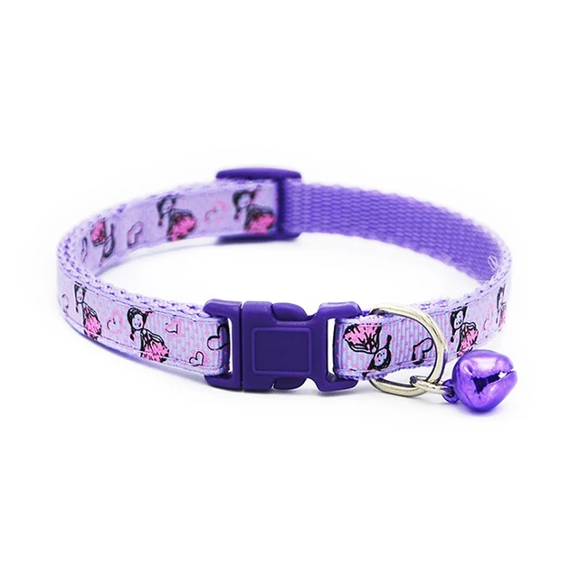 Purple Ошейники для маленьких и средних собак, милые ошейники с колокольчиками, регулируемый тренировочный ошейник, поводки для собак, поводки для щенков, питомцев, MP0071 - Цвет: Purple
