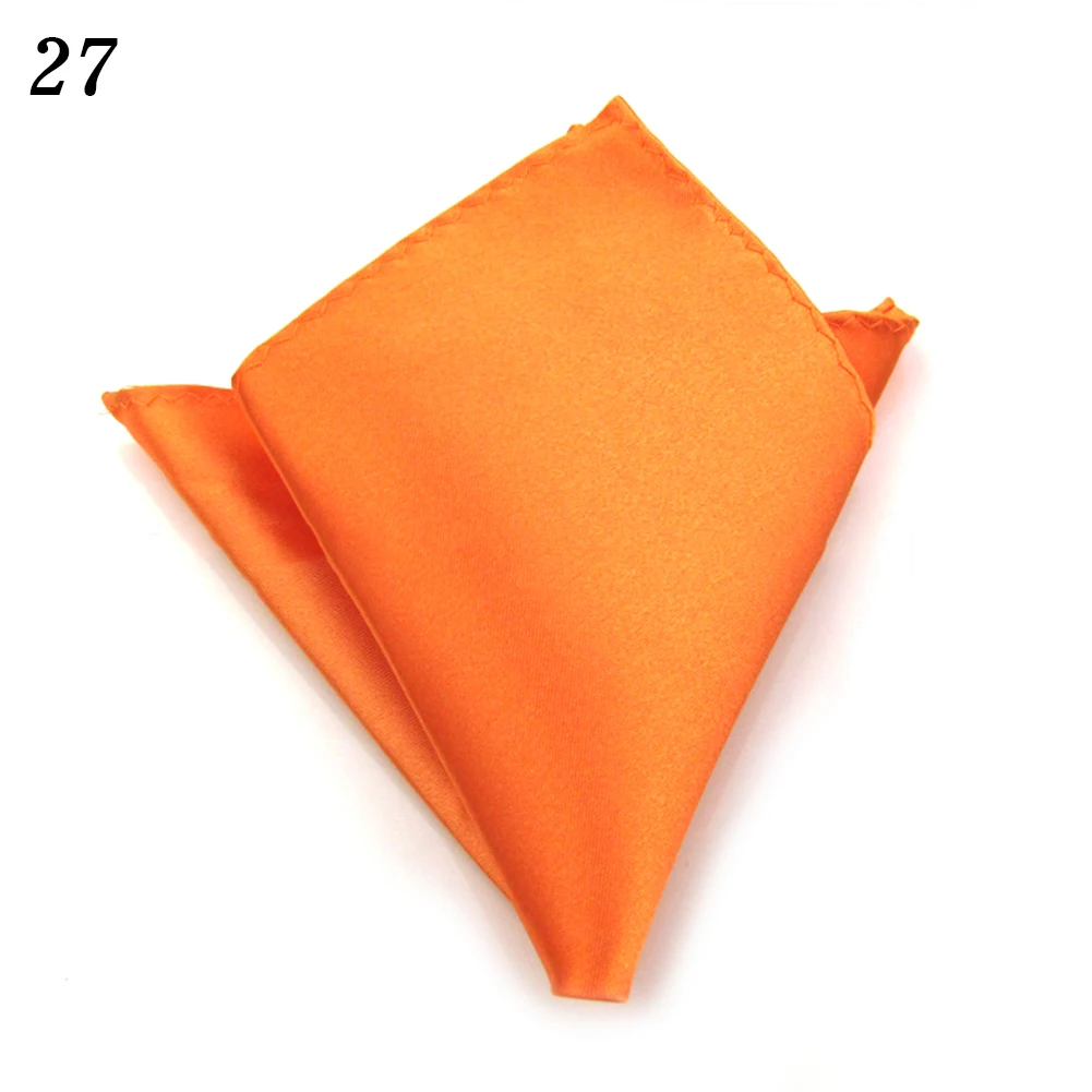 27 Новые 29 цветов мужские Hanky атласные однотонные простые костюмы Свадебный квадратный Карманный вечерние платок - Цвет: 27