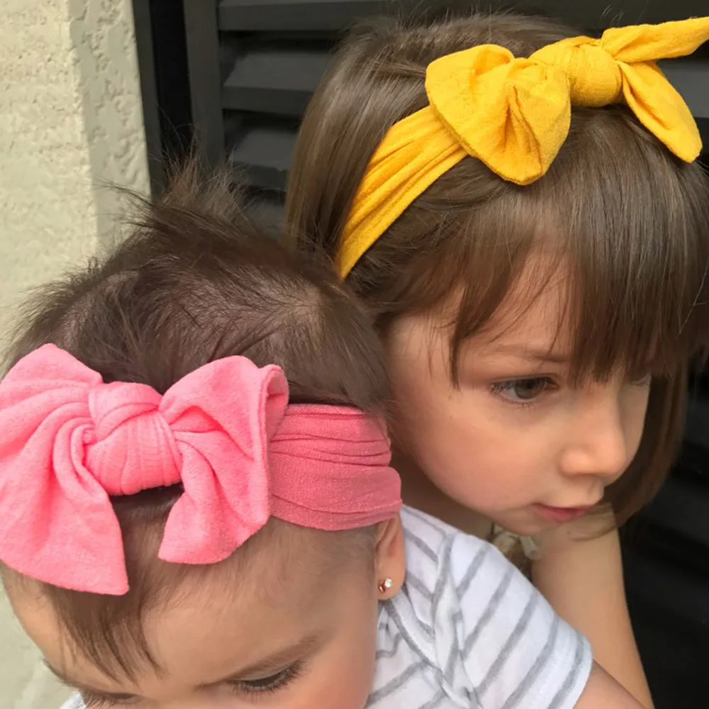 Детские нейлоновые повязки на голову с узлом и бантом широкие эластичные мягкие
