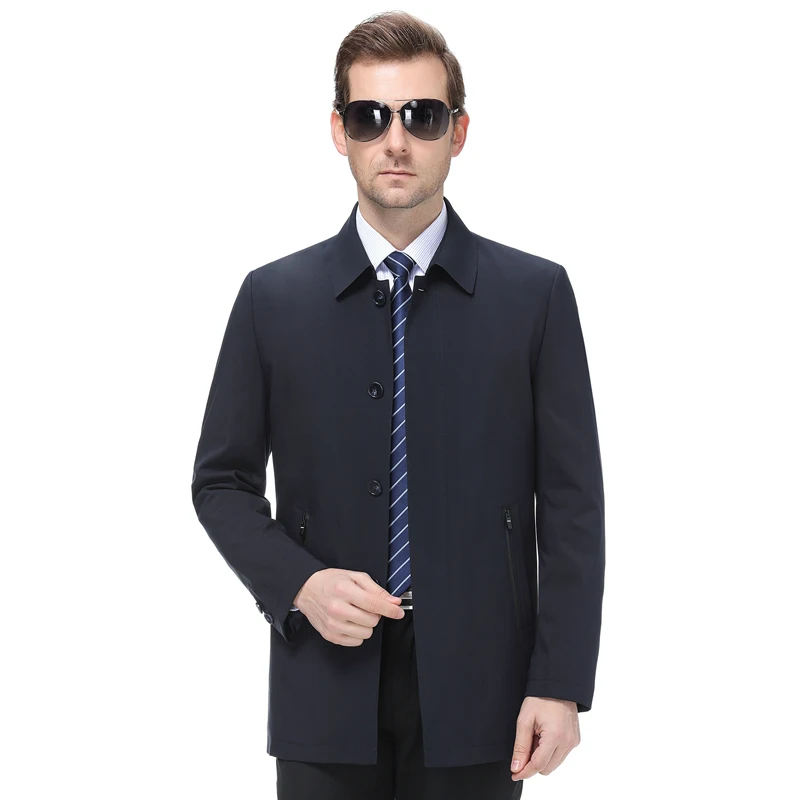 M-4XL, хит, новая весенняя/Осенняя мужская куртка, модная, на пуговицах, на заказ, свободная, средняя длина, ветровка - Цвет: blue