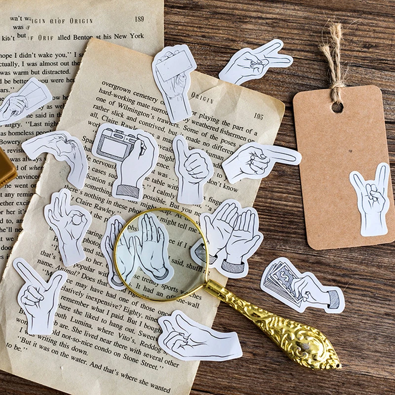 45 ⑤ кор. черно белые жесты наклейки бумажная этикетка для скрапбукинга DIY фото